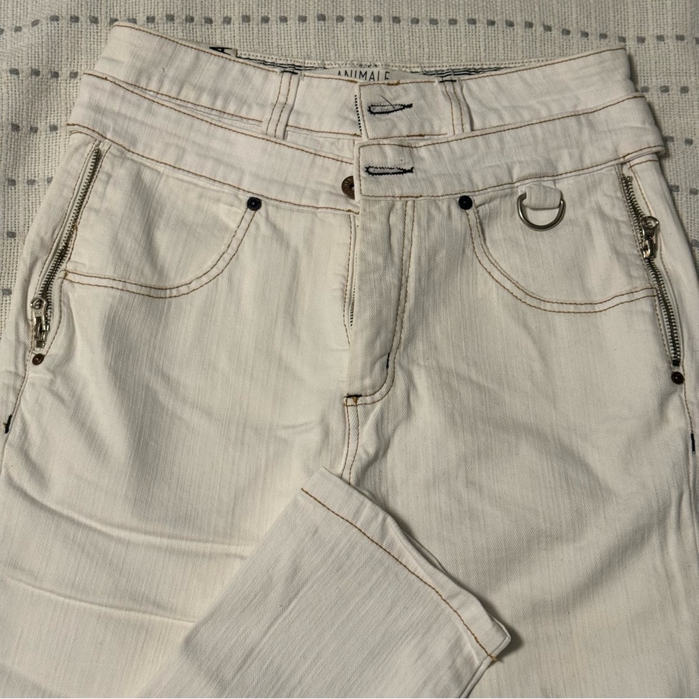 Animale White Double-Waisted Jeans